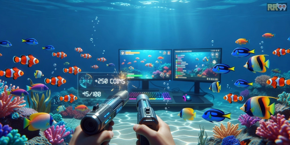 Minh họa khái niệm bắn cá đổi thưởng rr99 với giao diện game hấp dẫn
