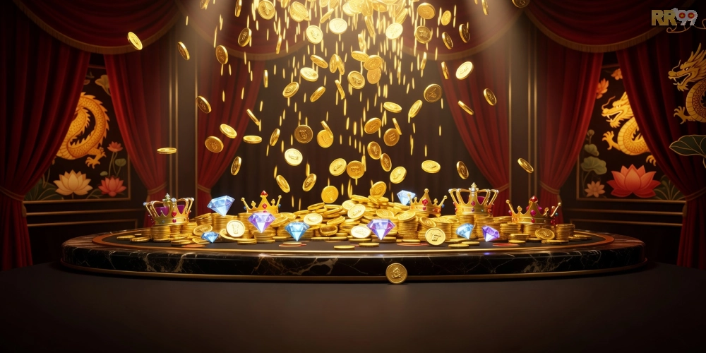 Giao diện game Jackpot Đại Gia RR99 với hiệu ứng nổ hũ ấn tượng