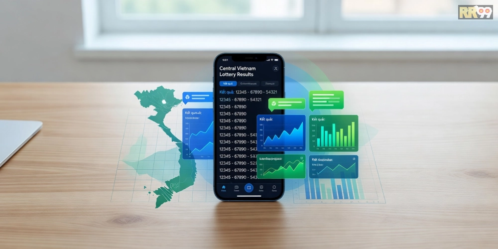 Minh họa giao diện cập nhật kết quả xổ số miền Trung trên RR99 một cách trực quan và dễ sử dụng